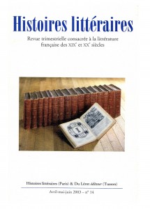 Couverture d'Histoires littéraires n°14