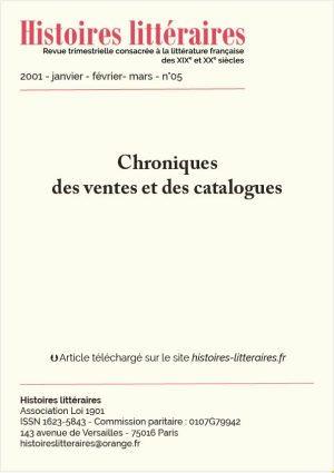 HL-2001-05-10- chroniques des ventes et des catalogues