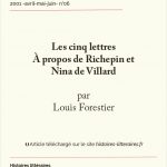 Les cinq lettres. À propos de Richepin et Nina de Villard
