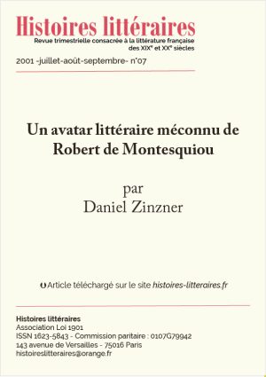Page de garde d'un avatar littéraire de Robert de Montesquiou