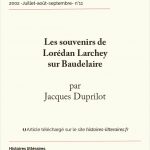 Les souvenirs de Lorédan Larchey sur Baudelaire