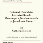 Autour de Baudelaire<br/>lettres inédites de Mme Aupick, Narcisse Ancel et Jean-Louis Émon