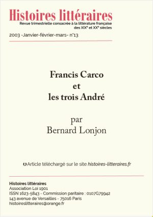 page de titre Francis Carco et les trois André