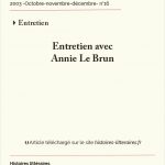Entretien avec<br/>Annie Le Brun