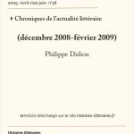 Chroniques de l’actualité littéraire – décembre 2008-Fvévrier 2009