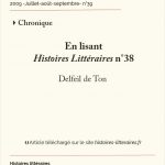 En lisant <em>Histoires littéraires n°38</em>