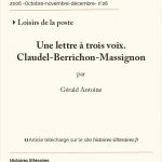 Une lettre à trois voix :<br/> Claudel-Berrichon-Massignon