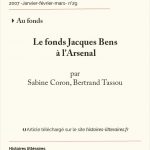 Le fonds Jacques Bens à l’Arsenal
