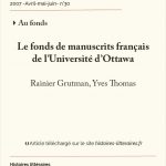 Le fonds de manuscrits français<br> de l’Université d’Ottawa