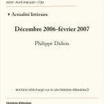 Chronique de l’actualité littéraire<br>Décembre 2006-février 2007