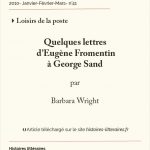 Quelques lettres d’Eugène Fromentin à George Sand